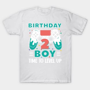 2nd Birthday Boy Gamer Funny B-day Gift For Boys kids toddlers T-Shirt